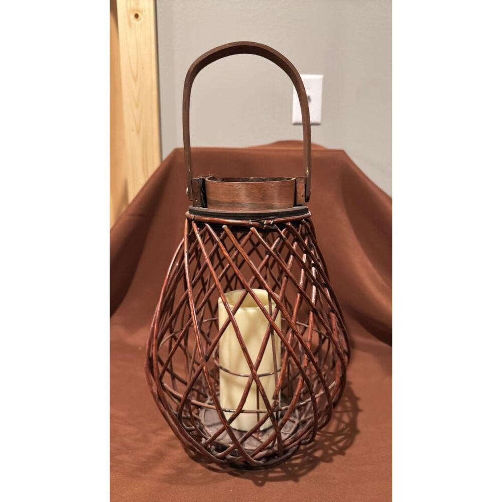 Brown Rattan Led Outside Decorative Lantern Works